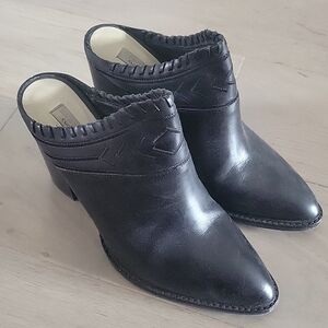 Black leather booties